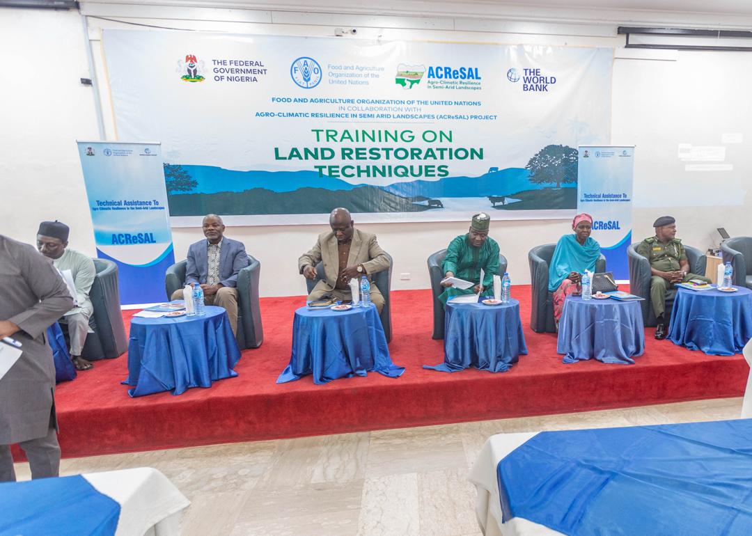 FAO Trains ACReSAL Technical Team On Landscape Restoration Techniques Mediaage NG The Food and Agricultural Organization of United Nations (FAO) today began a six-day training on Landscape restoration for the Agro-Climate Resilience in Semi-Arid Landscapes (ACReSAL) Project technical officers across the Project participating states.